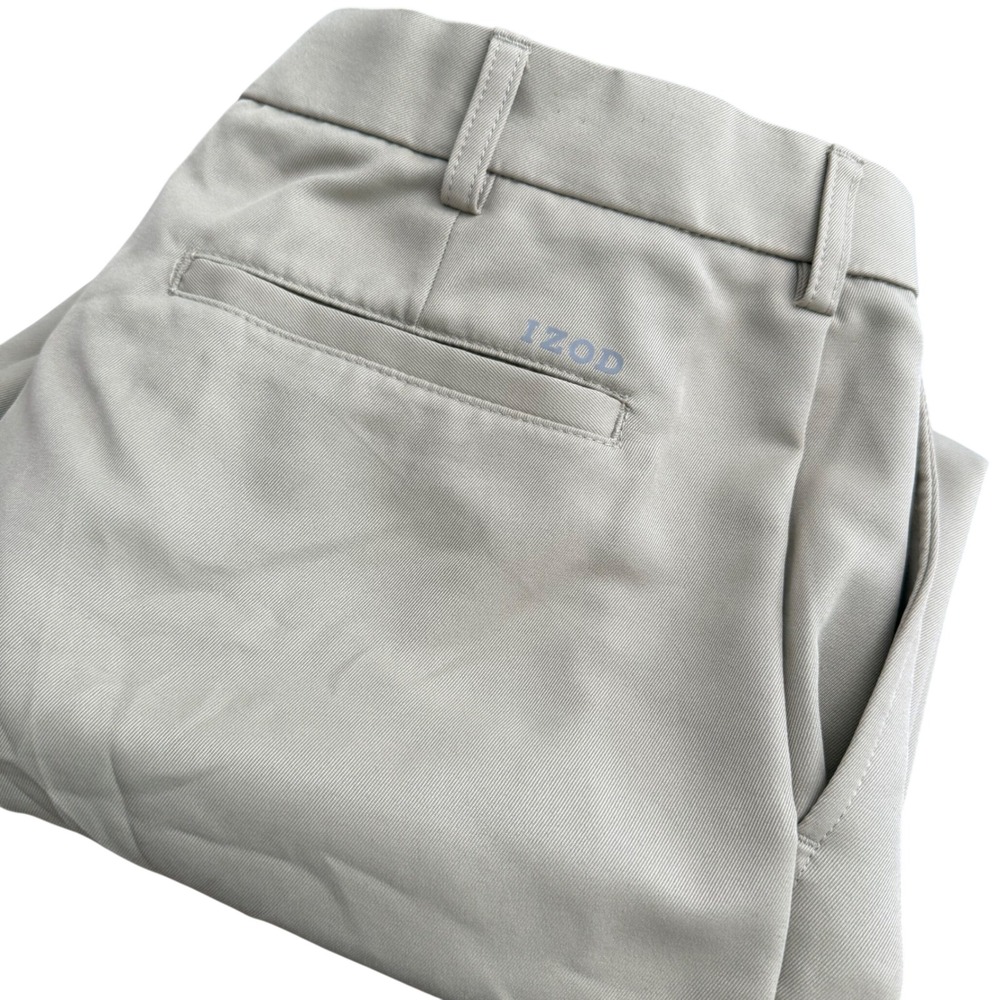 IZOD Golf Classic Mens 36x26 Stone Beige Flat Front Straight Leg Twill Pants